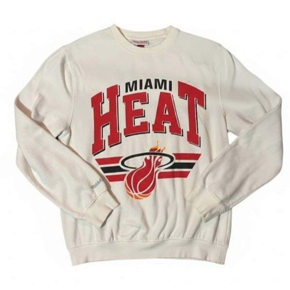 Vintage Nostalgia Co. Mitchell & Ness Miami Heat Men's Sweatshirt NBA, White - M
